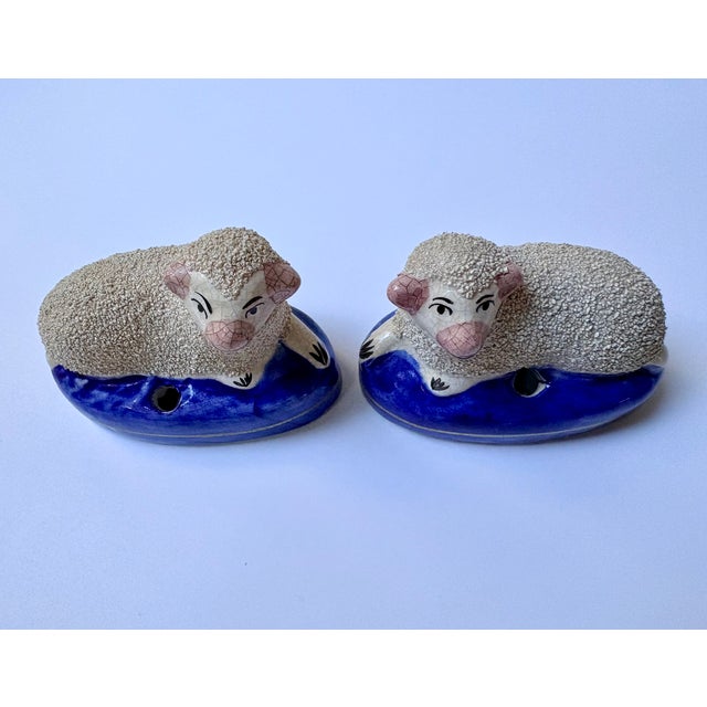 Antique White Pair of Antique Staffordshire Sheep For Sale - Image 8 of 10