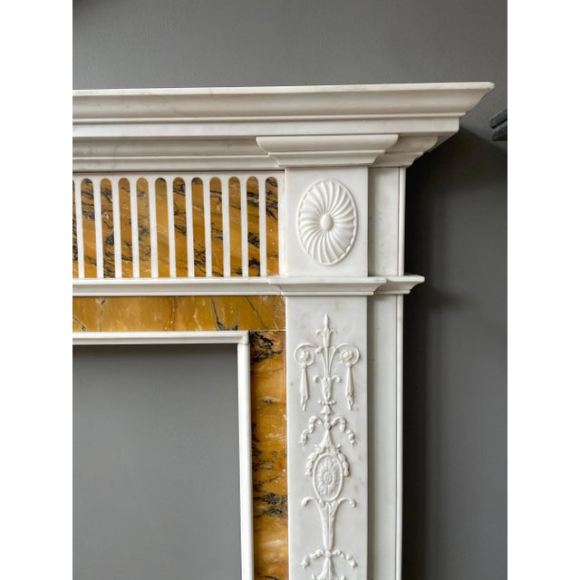 19th Century Neoclassical Statuary White and Sienna Marble Fireplace Mantel For Sale - Image 5 of 10
