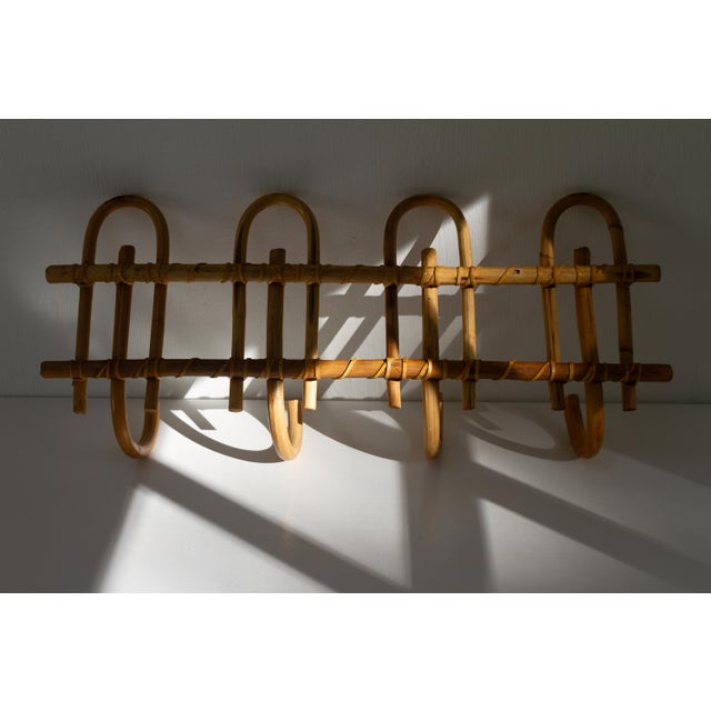 Italian Bamboo and Rattan Coat Rack, 1950s For Sale - Image 13 of 15