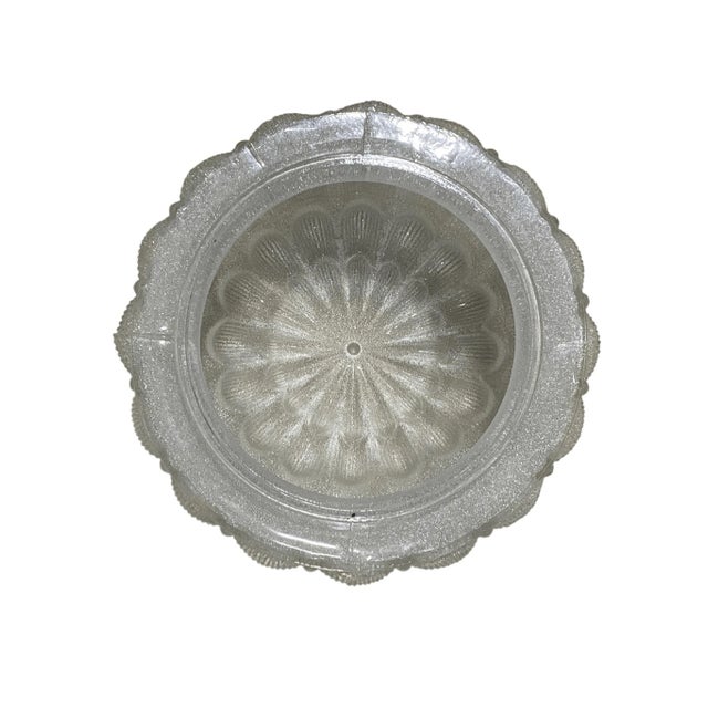 Early 20th Century Large Frosted Flower Glass Sconce Wall Lamp Shade Globe MCM Art Deco Style For Sale - Image 5 of 6