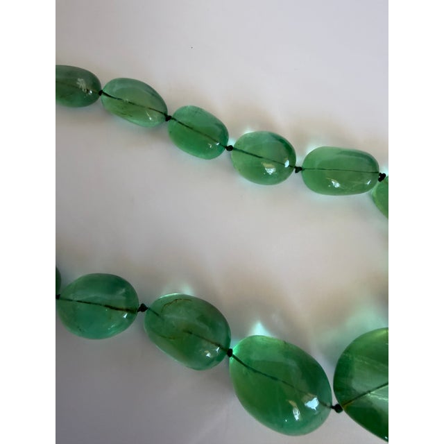 Gemstone Fluorite Bead Necklace Tumble Large Smooth Green Polished Nugget Adjustable Length For Sale - Image 14 of 18