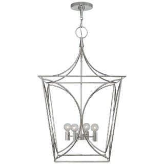 Kate Spade New York for Visual Comfort Signature Cavanagh Medium Lantern in Polished Nickel For Sale