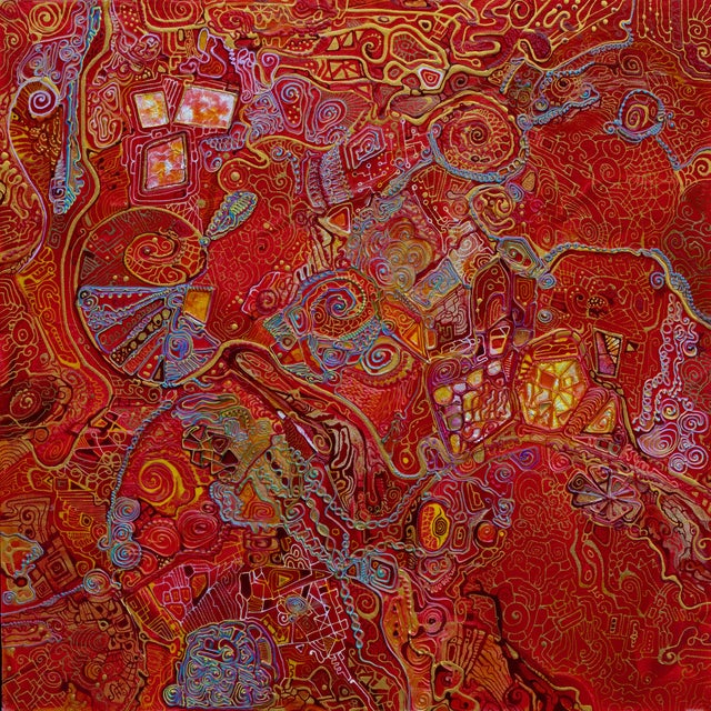 This is a one-of-a-kind original abstract painting by San Diego artist, Alexander Arshansky. Its dimensions are 24" x 24"...
