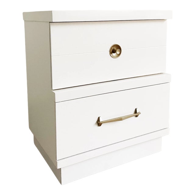 1970s Mid Century Modern White Nightstand For Sale