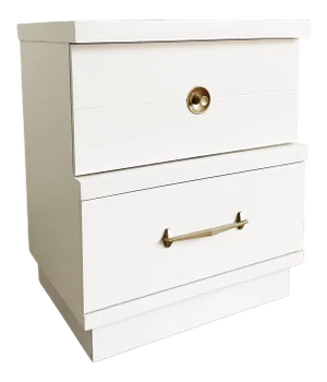 1970s Mid Century Modern White Nightstand