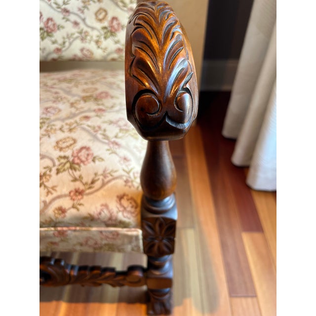 Victorian Late Victorian Jacobean Revival Hand-Carved Walnut Armchair, Circa 1890–1910 For Sale - Image 3 of 10
