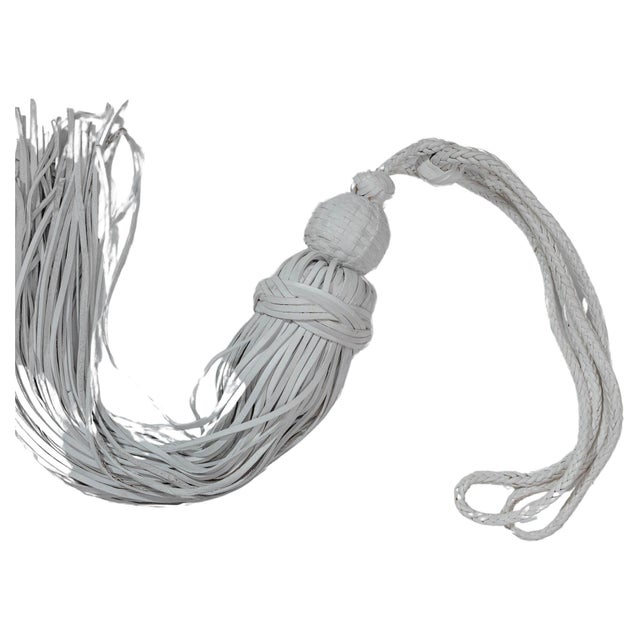 Animal Skin Moroccan Leather Choucha Tassel - White For Sale - Image 7 of 18