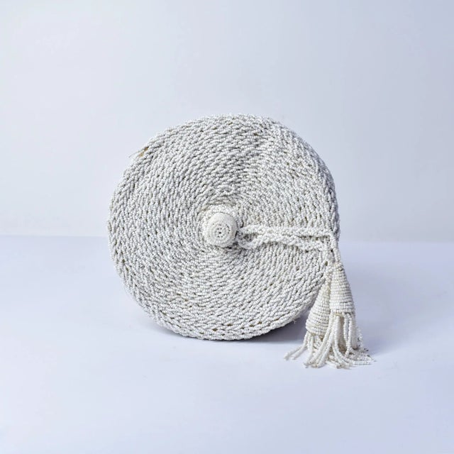 White Vintage African White Beaded Hat Nigeria For Sale - Image 8 of 13