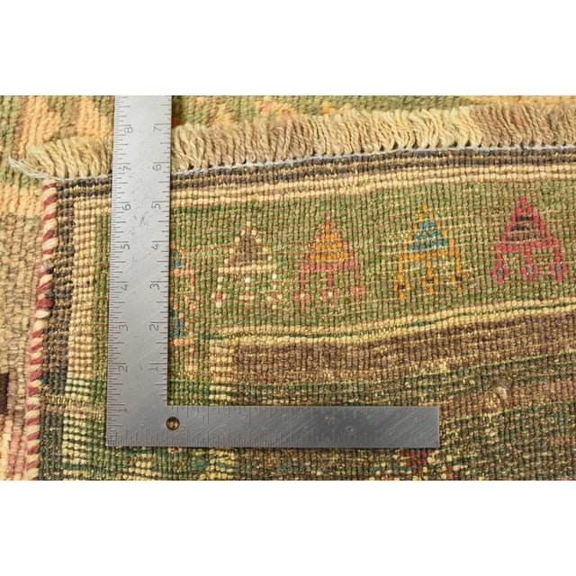 Gabbeh Rug 3'5'' X 5'4'' Brown Wool Vintage Tribal Hand-Knotted Oriental Carpet For Sale - Image 14 of 14