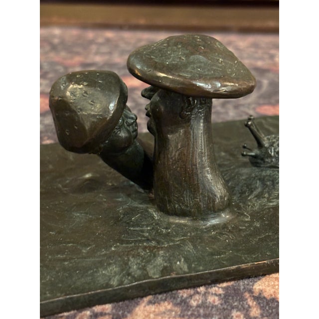 Bronze Vintage Surrealist Bronze Sculpture of Kissing Mushroom People With Snail [Tv] For Sale - Image 8 of 8
