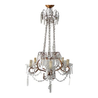 French Crystal Stars Basket With Spear Chandelier For Sale