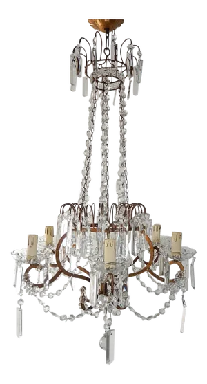 French Crystal Stars Basket With Spear Chandelier