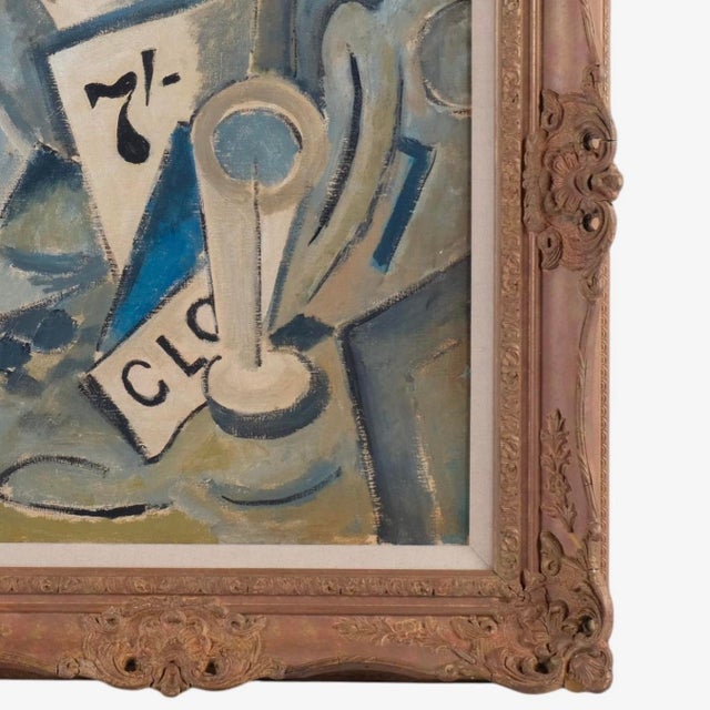Abstract Cubist Style Composition, Mid-20th Century, Oil on Canvas For Sale - Image 4 of 7