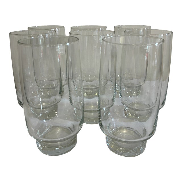 Vintage Arcoroc France Tivoli 13 Oz Clear Glass Tumblers - Set of 8 For Sale