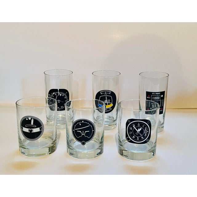 Glass Mid 20th Century Aviation Glasses- Set of Six For Sale - Image 7 of 7