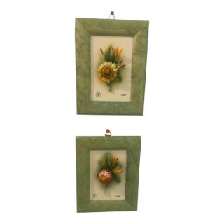 1950s Framed Capodimonte Porcelain Flowers- Set of 2 For Sale