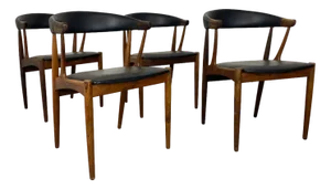 Vintage Rosewood and Skai Chairs by Johannes Andersen for Broderna Andersen, 1960s, Set of 4