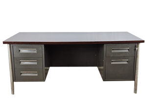 Iron Desk with Rosewood Laminate Top from Mobiltecnica Turin, Italy, 1970s