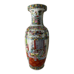 Mid Century Chinese Famille Rose Floor Vase