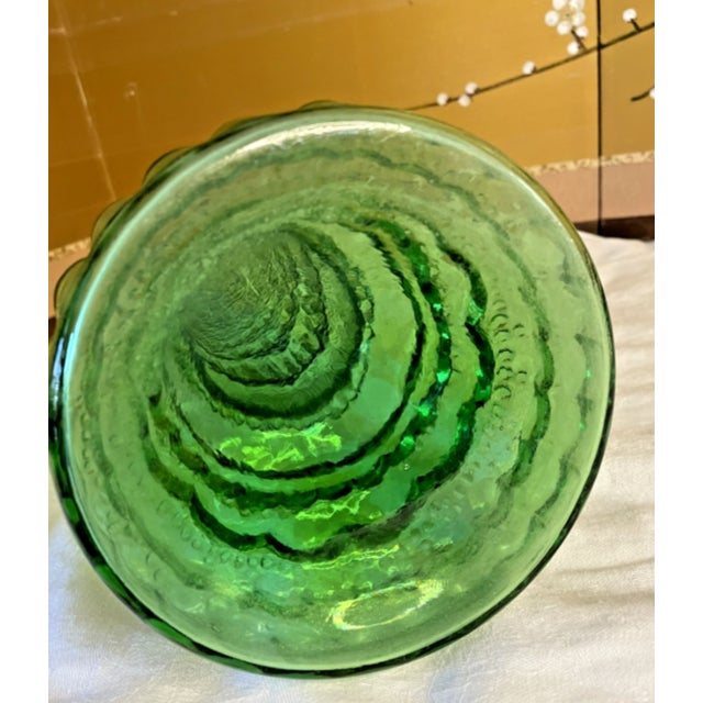 Glass Vintage Mid Century Modern Empoli Italian Green Chianti Genie Bottle Decanter 22" For Sale - Image 7 of 7