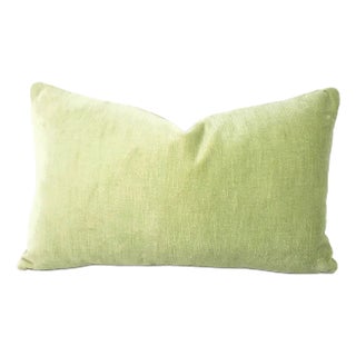 Glant Textiles Symphony Velvet in Leaf Lumbar Pillow Cover - 12” X 20” Apple Green Textured Velvet Rectangle Cushion Case For Sale