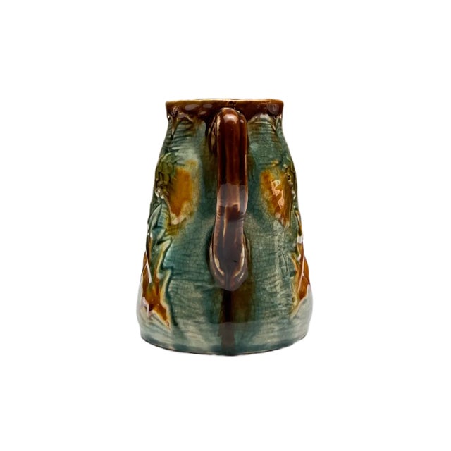 French Small Antique French Majolica Thistle Pitcher For Sale - Image 3 of 5