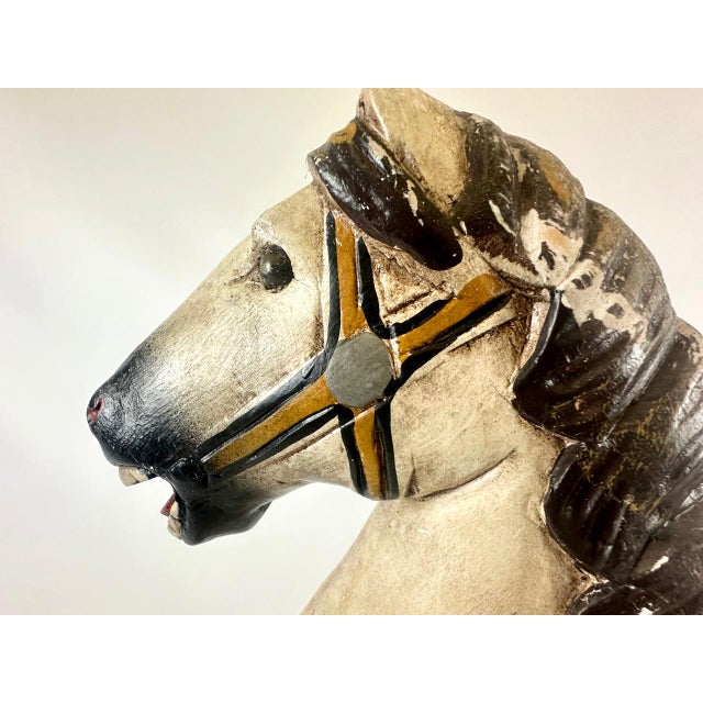 Red Carved Wooden Hand-Painted Carousel Horse, 1900s For Sale - Image 8 of 18