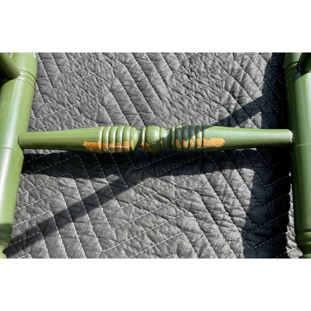 L. Hitchcock, Green, Half Spindle Back Inn Chair With Signature Eagle Stenciling For Sale - Image 11 of 12