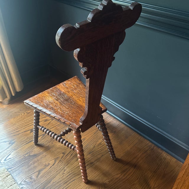 Brown 18th Century Antique Carved Hall Chair For Sale - Image 8 of 9