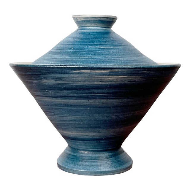 Danish Japanese Style Pottery Bowl with Lid For Sale