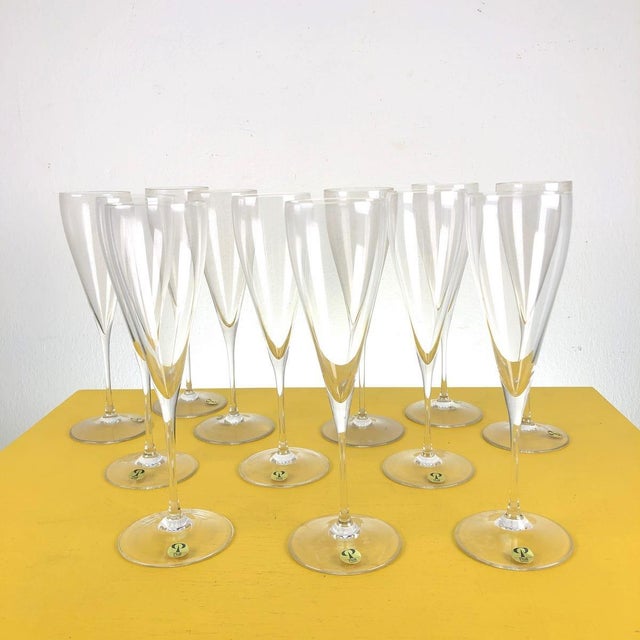 Vintage Crystal Flute Glasses from Peill, Germany, Set of 12 For Sale - Image 8 of 8