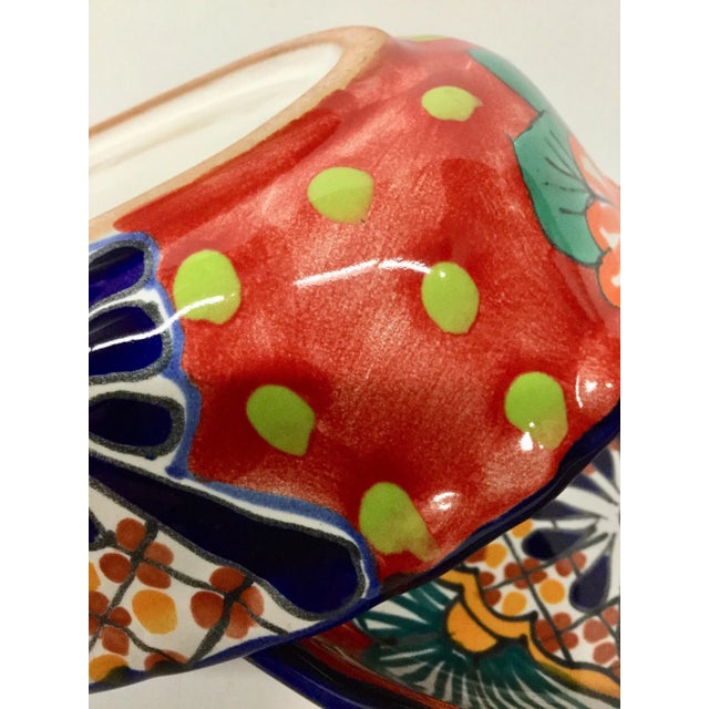 Ceramic Mexican Bright Ceramic Condiment Bowls - A Pair For Sale - Image 7 of 13