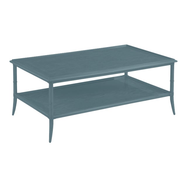 Celerie Kemble for Casa Cosima Paxton Rectangular Cocktail Table, Blue Spruce For Sale