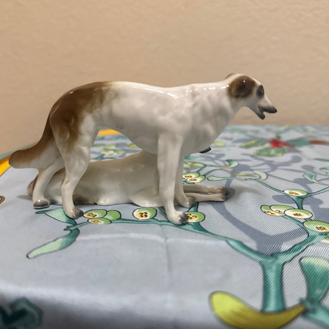 Vintage Porcelain Borzoi Russian Wolfhound Figurine - Standing & Reclining Dog Figurine For Sale - Image 4 of 8