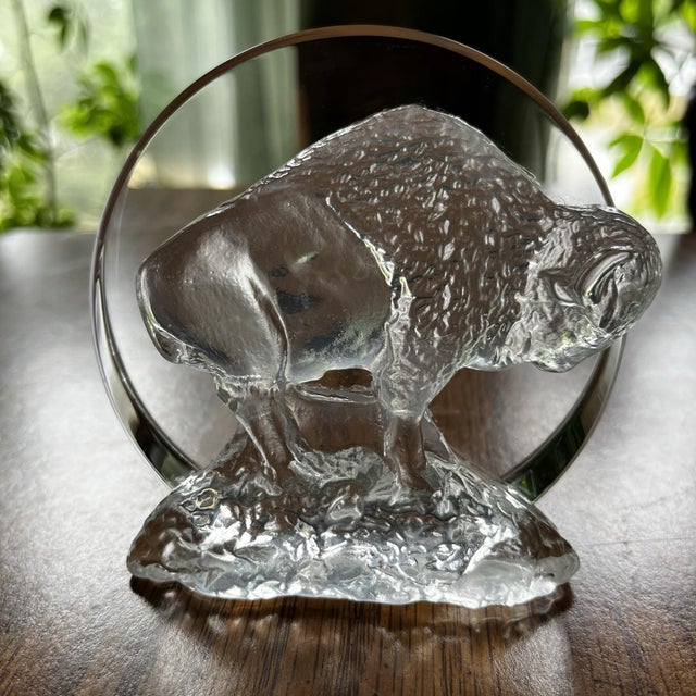 Victor Trabucco Buffalo Bison Crystal Figurine Statue One of a kind. Was a gift from the artist. Age approx 10-15 years...