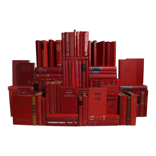 Decorative Books - Vintage Orchard Book Wall - Set of 100 Red Books For Sale