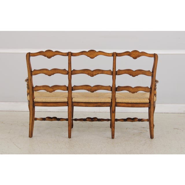 Textile Country French Triple Back Rush Seat Settee For Sale - Image 7 of 18