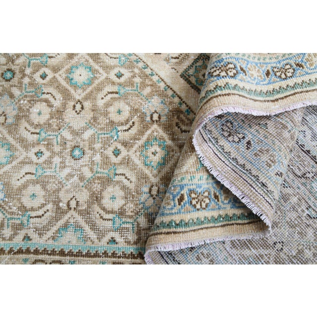 Coffee 1970s Vintage Persian Handmade Wool Beige Cotton Area Rug For Sale - Image 8 of 11