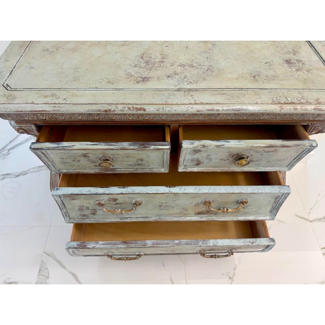 French Bombe Chest | Distressed Painted Wood Dresser | Louis XV Style For Sale In Naples, FL - Image 6 of 11