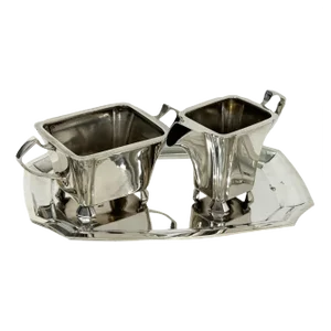 Dutch Silver Cream Set from DJ Aubert & Zn, Set of 3