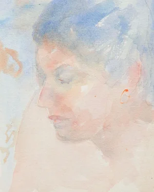 Vintage Watercolor Portrait Painting