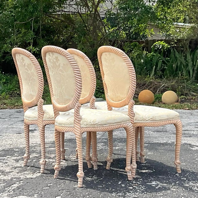Vintage Coastal Carved Rope Dining Chairs - Set of 4 For Sale In West Palm - Image 6 of 6