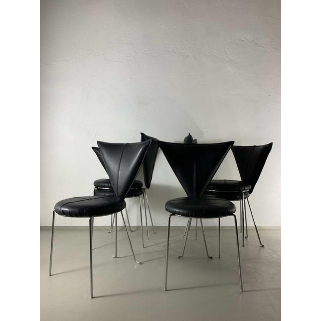 Black Leatherette Metal Chairs from Lubke, 1990s, Set of 6 For Sale - Image 3 of 14