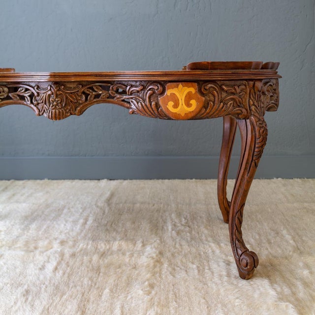 Louis XV Style Pierced Rocaille Marquetry Coffee Table Chairish