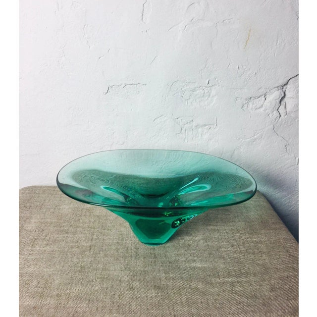 1960s Vintage Emerald Green Murano Glass Bowl, 1960s For Sale - Image 5 of 7