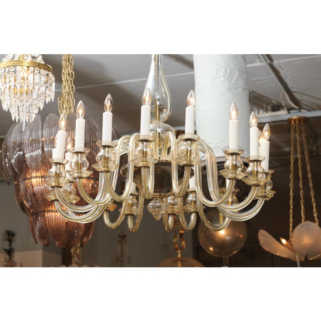 1960s 16-Light Amber Venetian Glass Chandelier, Italy For Sale - Image 10 of 18