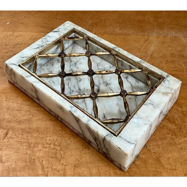 Vintage Marble and Brass Decorative Dresser Tray For Sale - Image 12 of 12