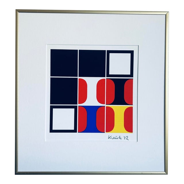 1970s Framed Modernist Heinz Kreutz Color Field Silkscreen Print, Signed by the Artist. For Sale