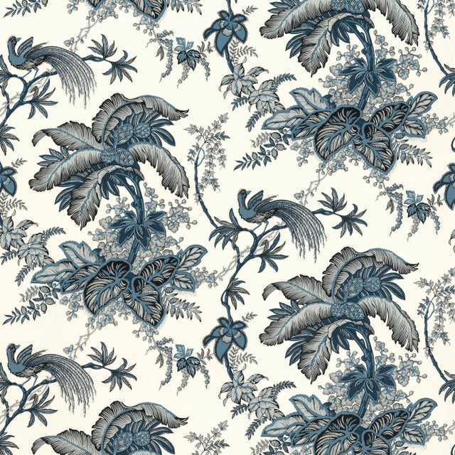 Schumacher Coconut Grove Wallpaper in Lapis - Sample For Sale