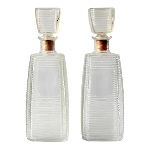 Mid Century Glass Liquor Decanters Pair